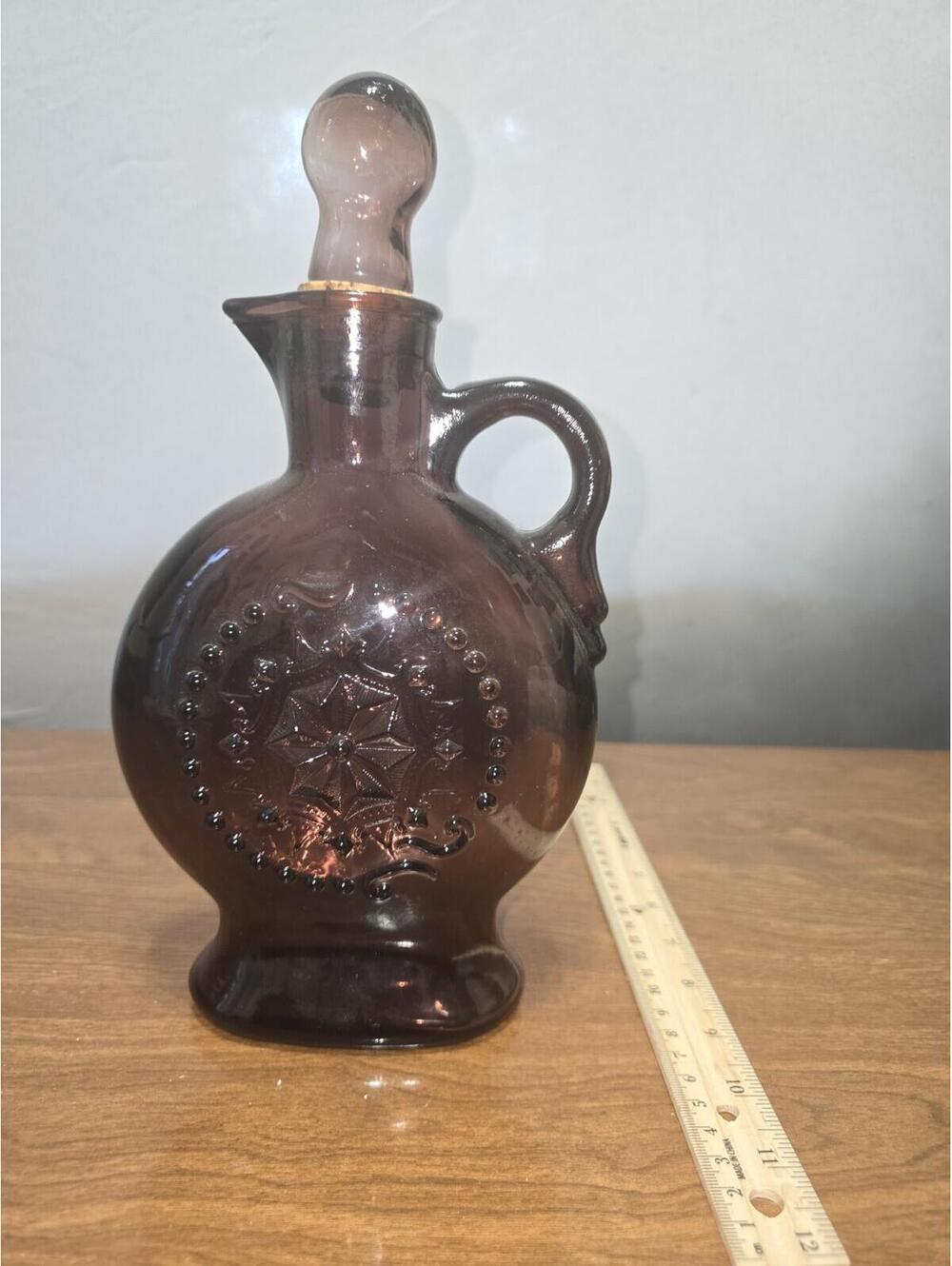 Vintage 1970 Jim Beam Amethyst Glass Decanter Bottle